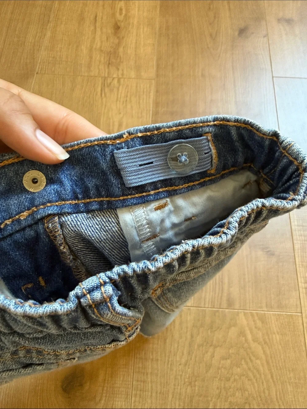 Old Navy Light Blue Denim A-Line Skirt with Frayed Hem